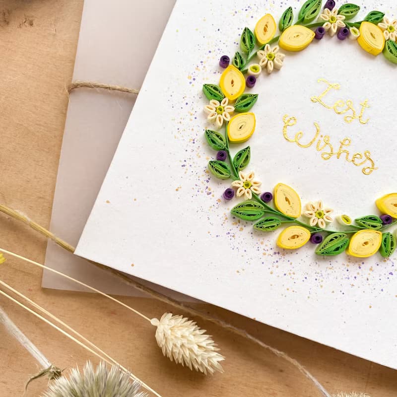 Greeting Card - Zest Wishes - Lemon-flower Wreath