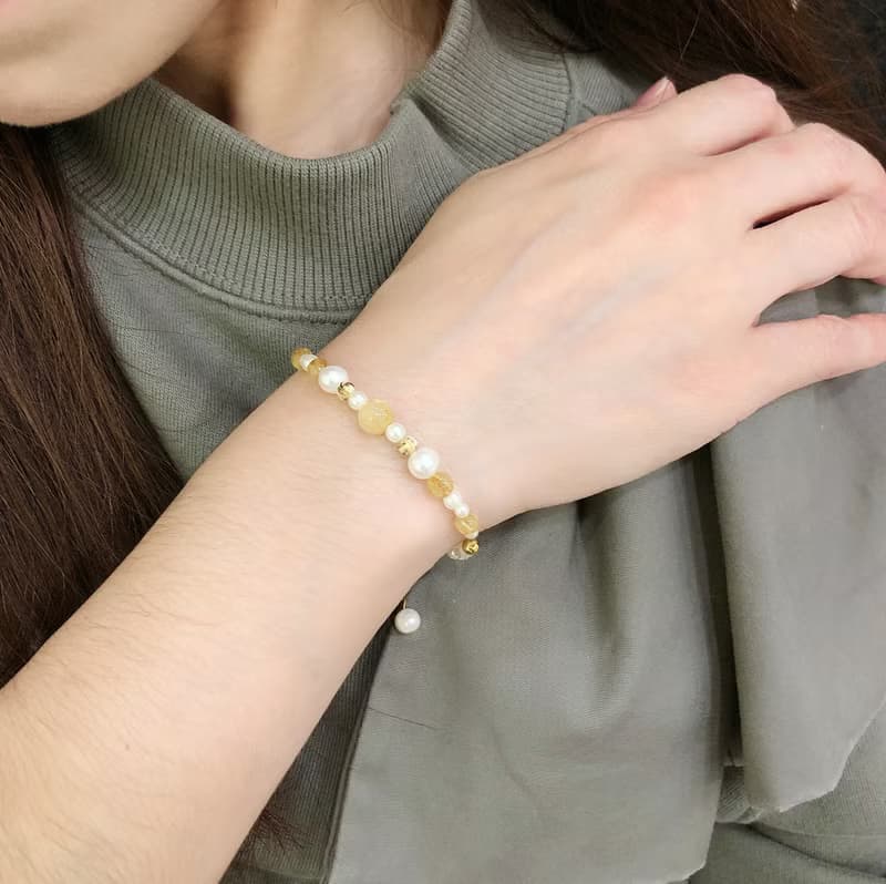 PUREST HOME 財富女神 金髮晶/水晶/天然石/珍珠 招財手鍊