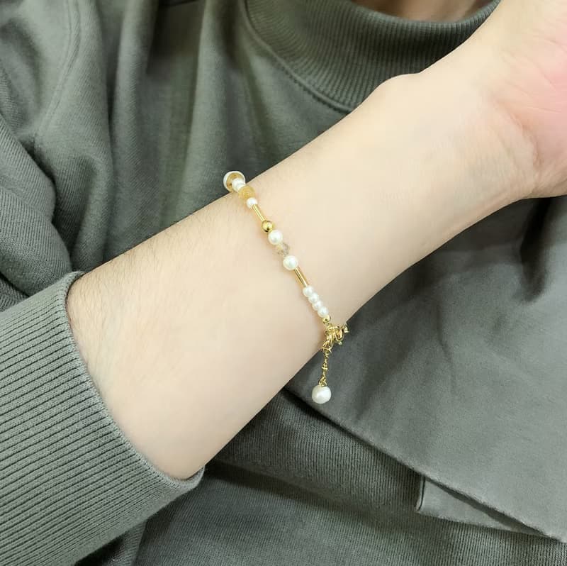 PUREST HOME 財富女神 金髮晶/水晶/天然石/珍珠 招財手鍊