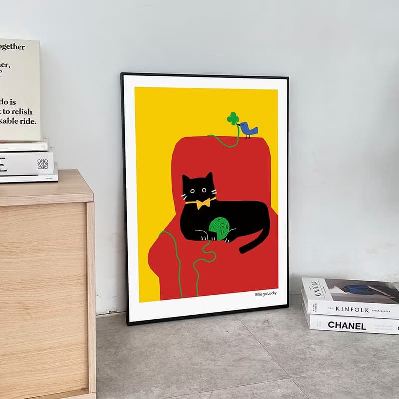 Art print/ Black CAT / Illustration poster A3 A2