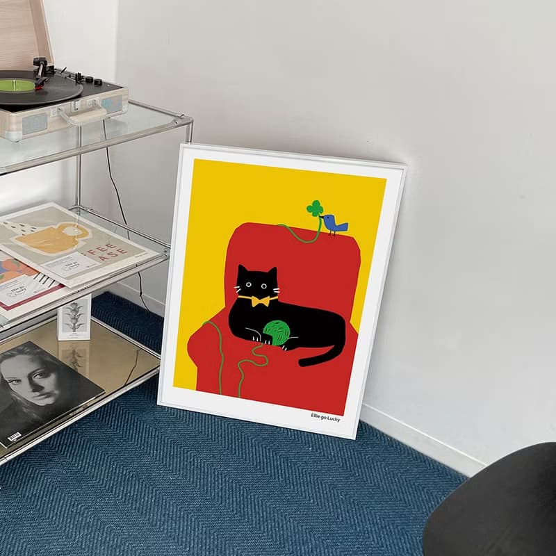 Art print/ Black CAT / Illustration poster A3 A2