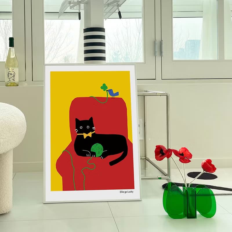 Art print/ Black CAT / Illustration poster A3 A2