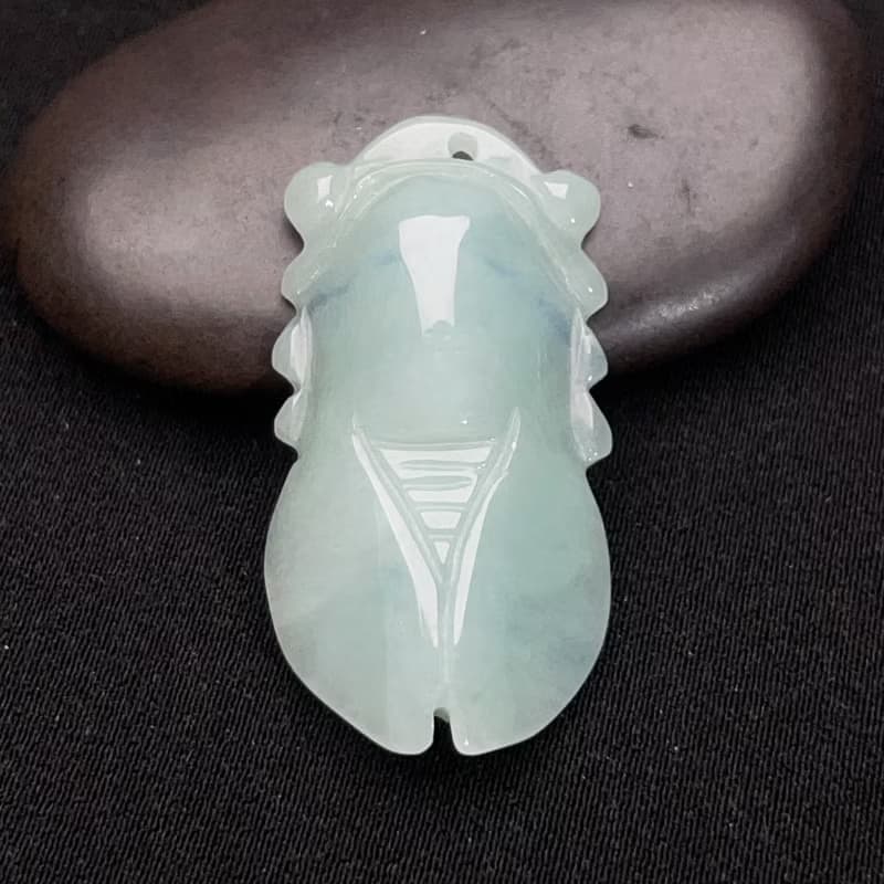 冰糯綠翡翠蟬吊飾 | 天然緬甸玉翡翠A貨