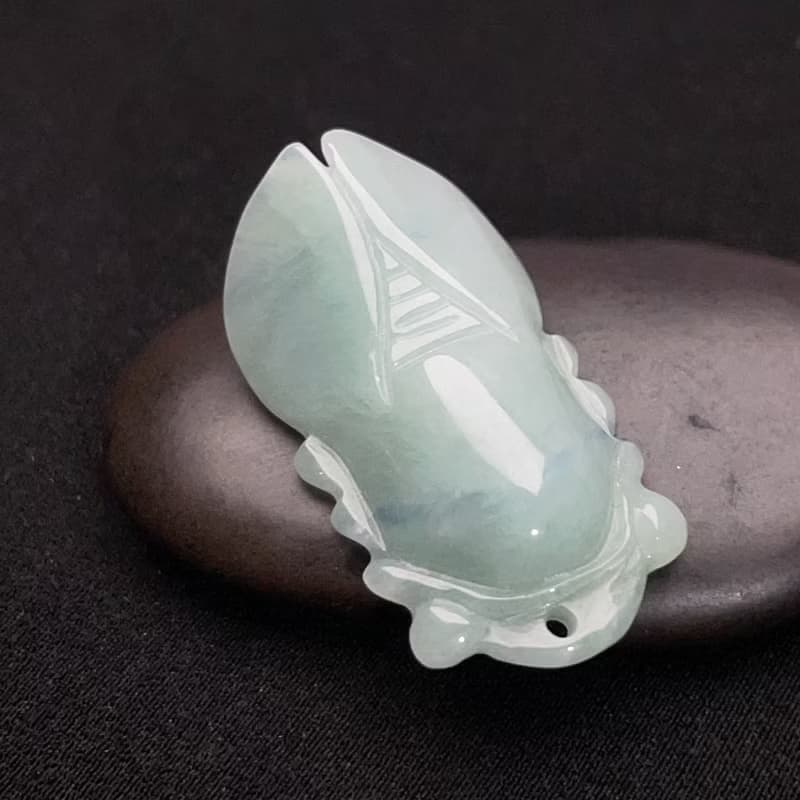 冰糯綠翡翠蟬吊飾 | 天然緬甸玉翡翠A貨
