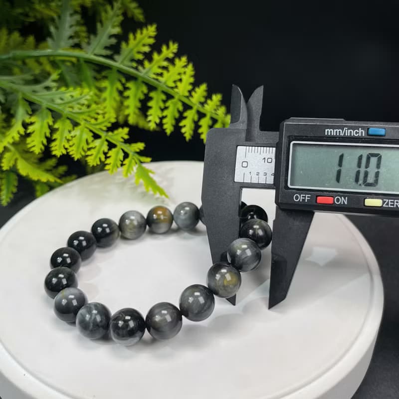 天然鷹眼石手串11mm冰潤顆顆帶眼女單圈沈穩內斂銳利洞察脈輪星座