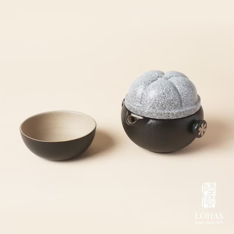陸寶LOHAS 知足常樂 茶器 山竹 禪風黑 1壺2杯+便攜包 旅行茶組