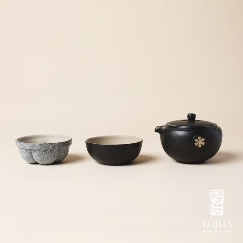 陸寶LOHAS 知足常樂 茶器 山竹 禪風黑 1壺2杯+便攜包 旅行茶組