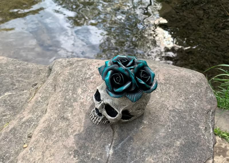 Interior Skull with Green Flowers