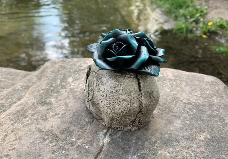 Interior Skull with Green Flowers