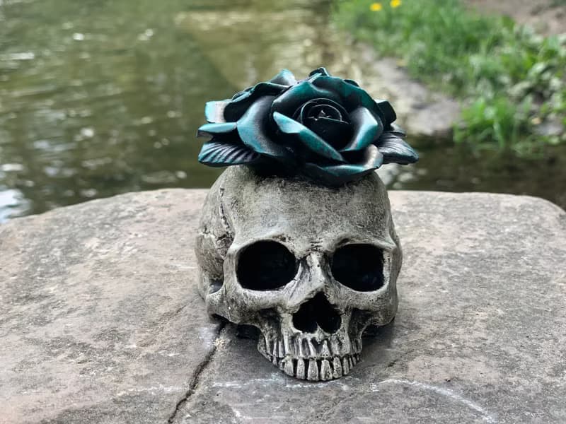 Interior Skull with Green Flowers