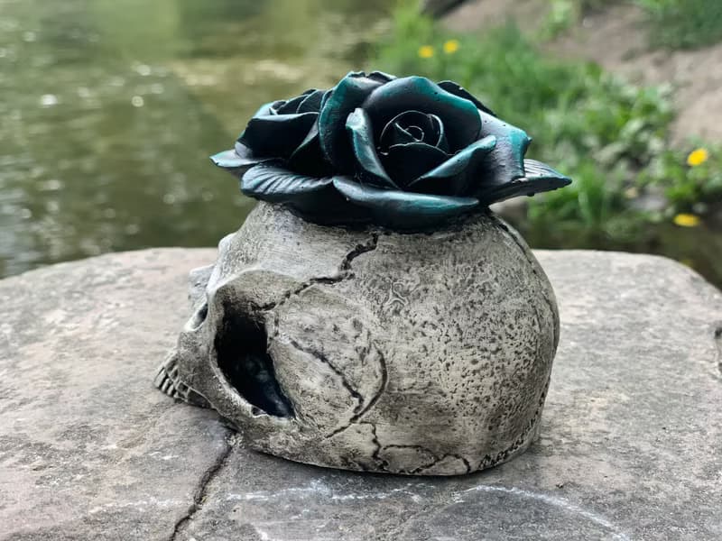 Interior Skull with Green Flowers