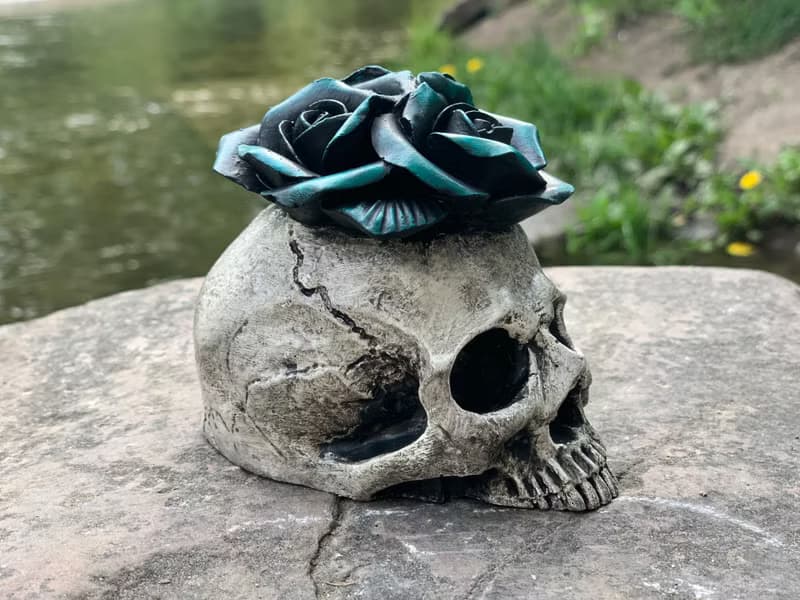 Interior Skull with Green Flowers