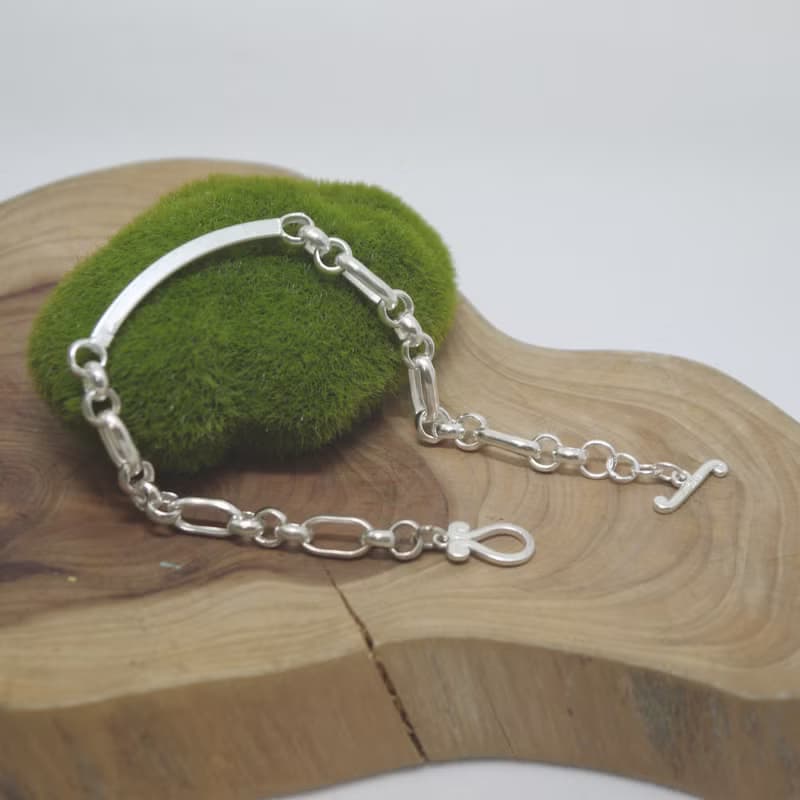 一點弧度純銀手鍊-OT鏈