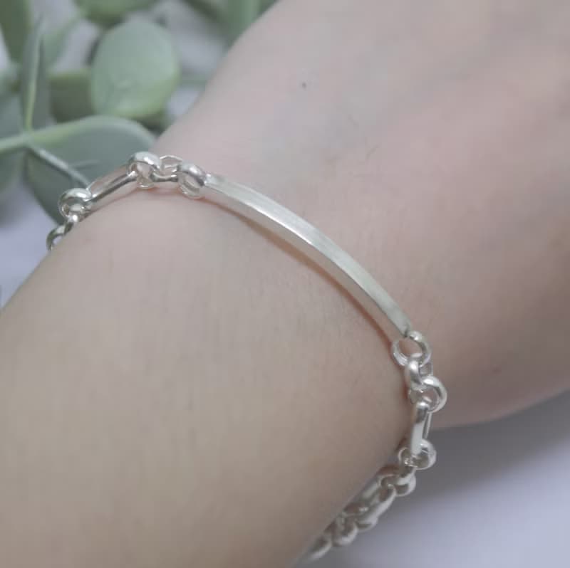 一點弧度純銀手鍊-OT鏈