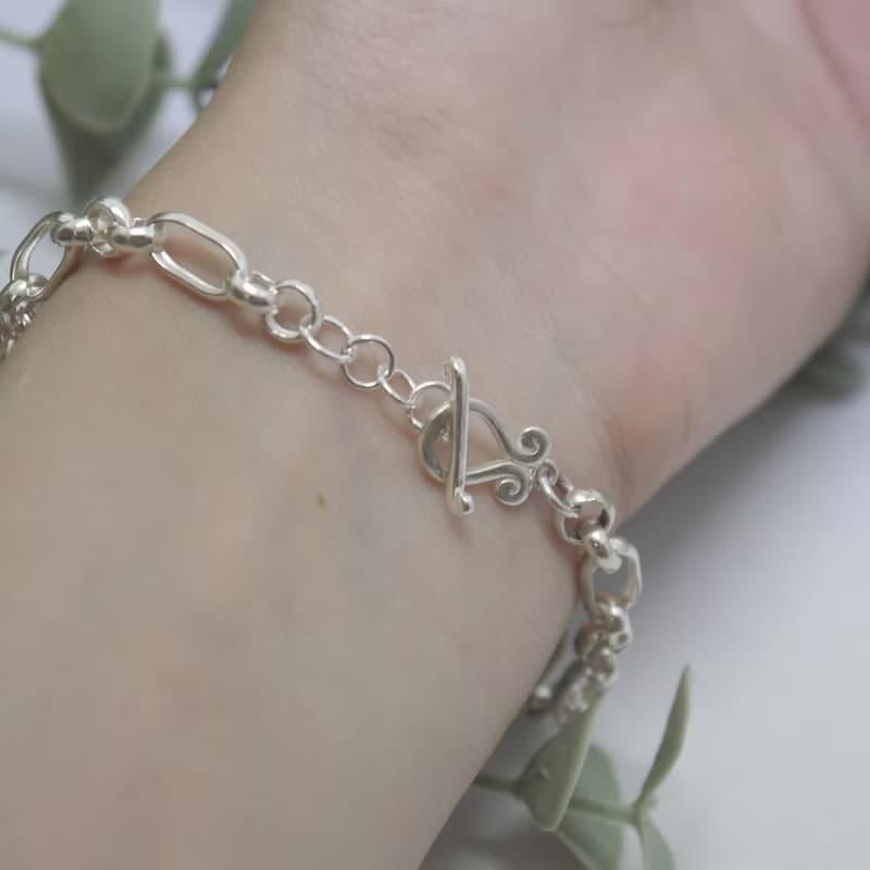 一點弧度純銀手鍊-OT鏈