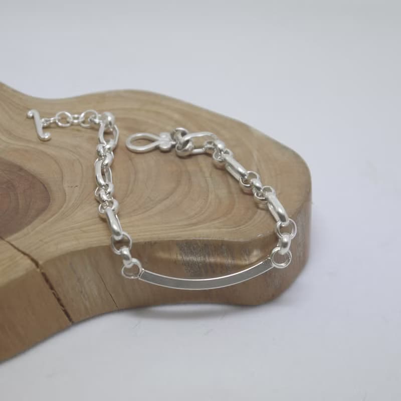 一點弧度純銀手鍊-OT鏈