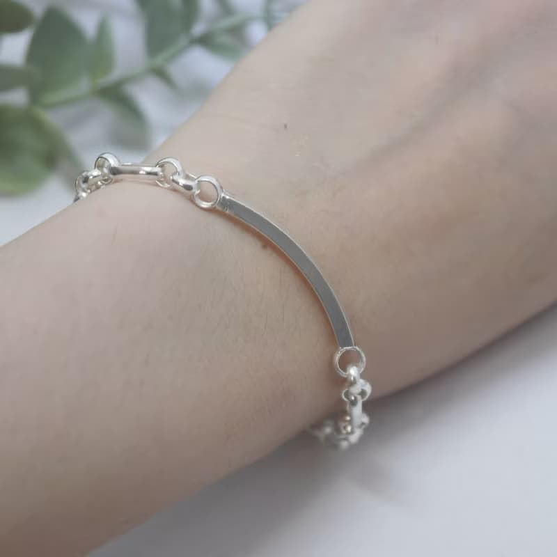 一點弧度純銀手鍊-OT鏈