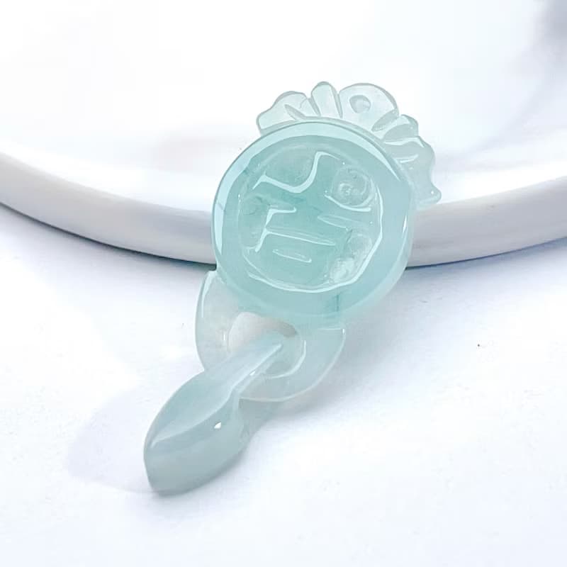 【吉祥如意】冰綠翡翠吉祥吊飾 | 天然緬甸玉翡翠A貨 | 送禮