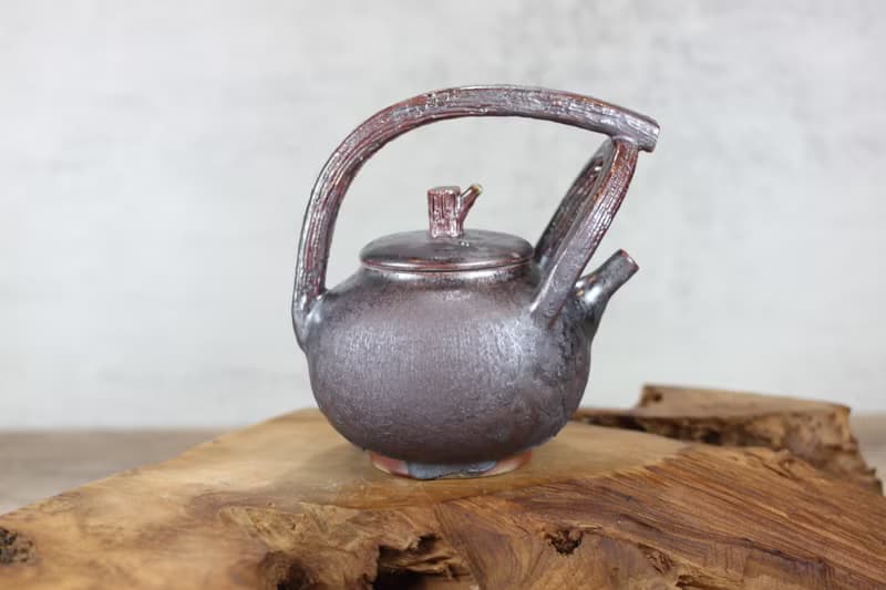 【送禮好物】250ml 天目柴燒 木紋提樑茶壺 葉敏祥手作精品