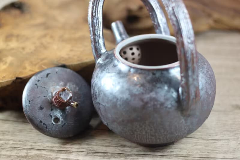 【送禮好物】250ml 天目柴燒 木紋提樑茶壺 葉敏祥手作精品