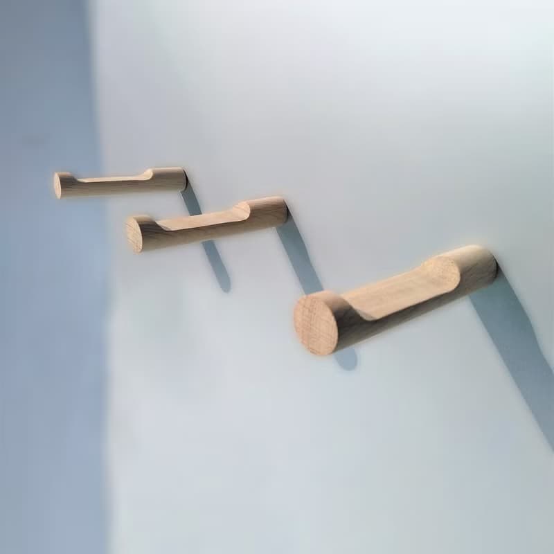 Oak wood wall hook.Minimalist wall storage. Macramé holder. Plant rack hanger.