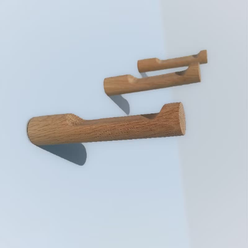 Oak wood wall hook.Minimalist wall storage. Macramé holder. Plant rack hanger.