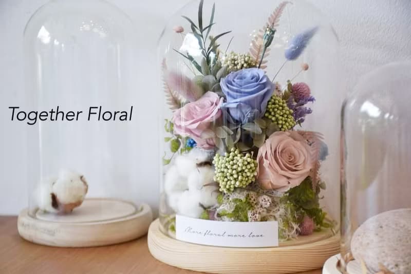 LED燈永生玫瑰大型玻璃罩盅