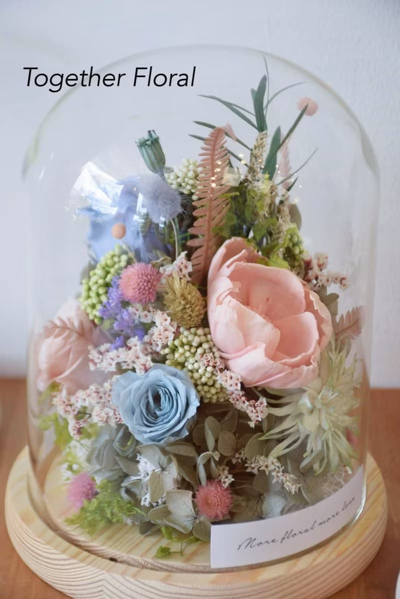 LED燈永生玫瑰大型玻璃罩盅