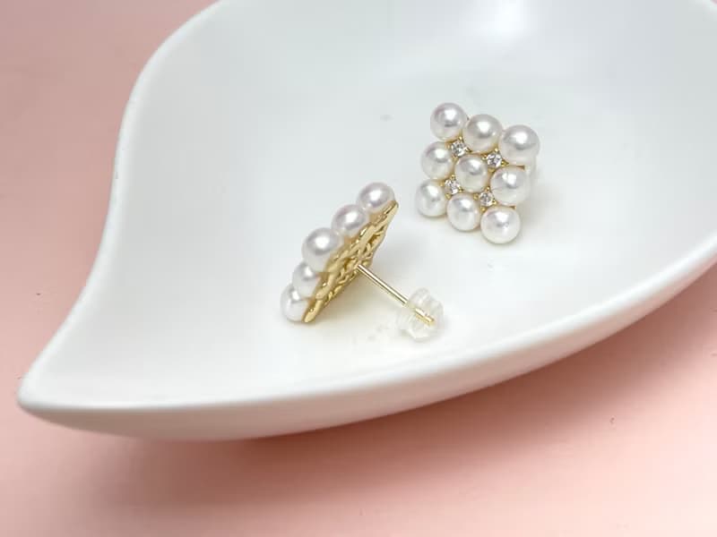 九宮格 天然淡水珍珠 極光炫彩 多珠耳環