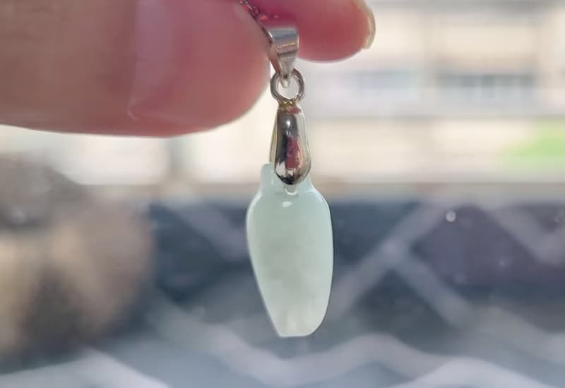 【親翠】天然翡翠 冰藍綠清爽玉蘭花苞925純銀鎖骨鏈