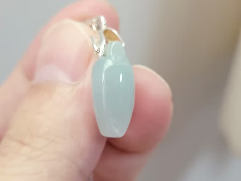 【親翠】天然翡翠 冰藍綠清爽玉蘭花苞925純銀鎖骨鏈