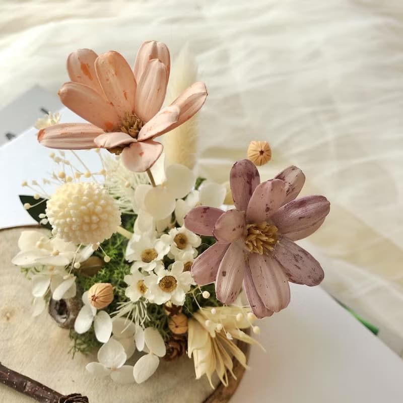 粉紫小雛菊 永生花名片架 送禮 開幕禮