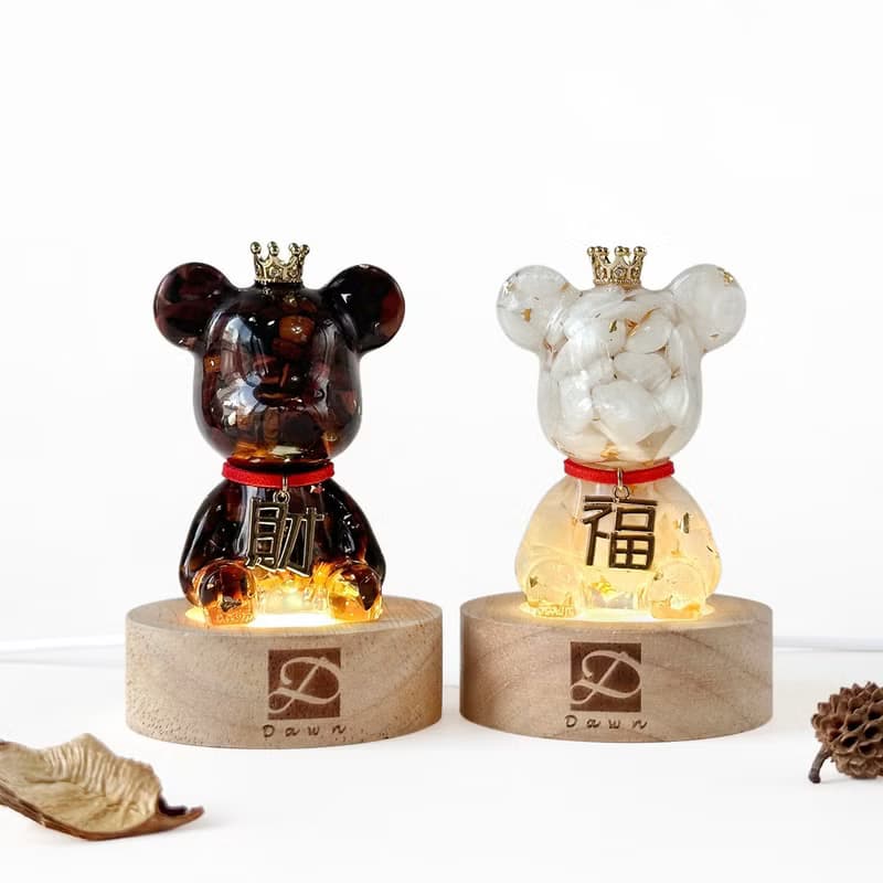 【快速出貨】新春水晶熊禮盒 紅虎眼 月光石 | 新年禮物 賀禮