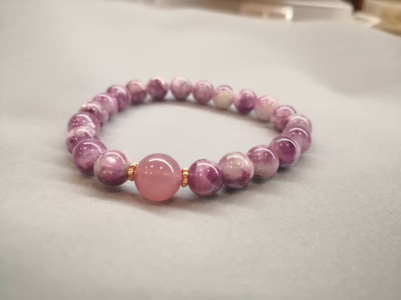 紫鋰雲母圓珠手串 紫水晶 氣質串珠手鍊 天然石 紫色系 半寶石