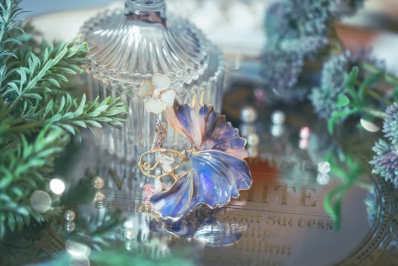 海洋樂園】水晶魚－墨藍 水晶花樹脂耳環 可改純銀耳針/耳夾