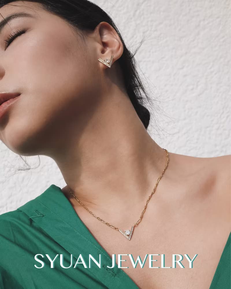 SYUAN JEWELRY|Soar 翱翔— 鍍18K V字鋯石925純銀耳針耳環