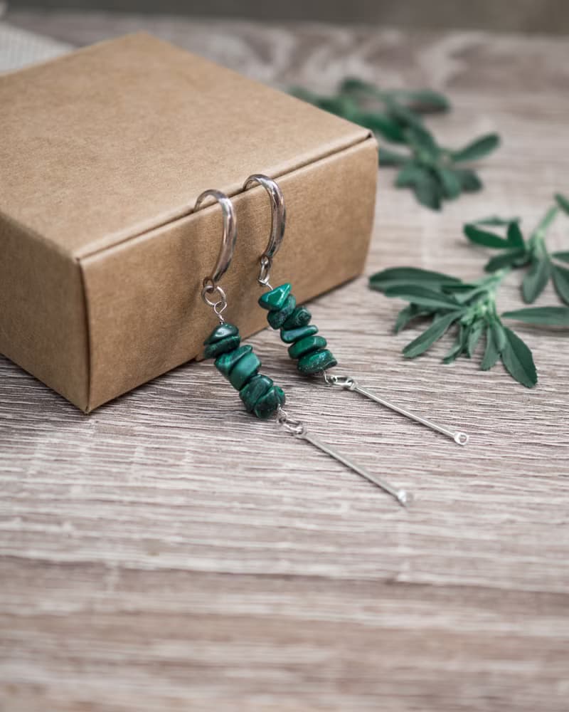 Malachite Earrings, 925 Silver, Taurus gem, Capricorn stone, Lunar New Year gift
