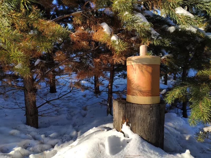 Big birch bark box, birch bark canister, tea box