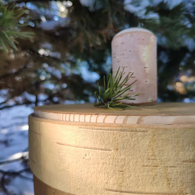 Big birch bark box, birch bark canister, tea box