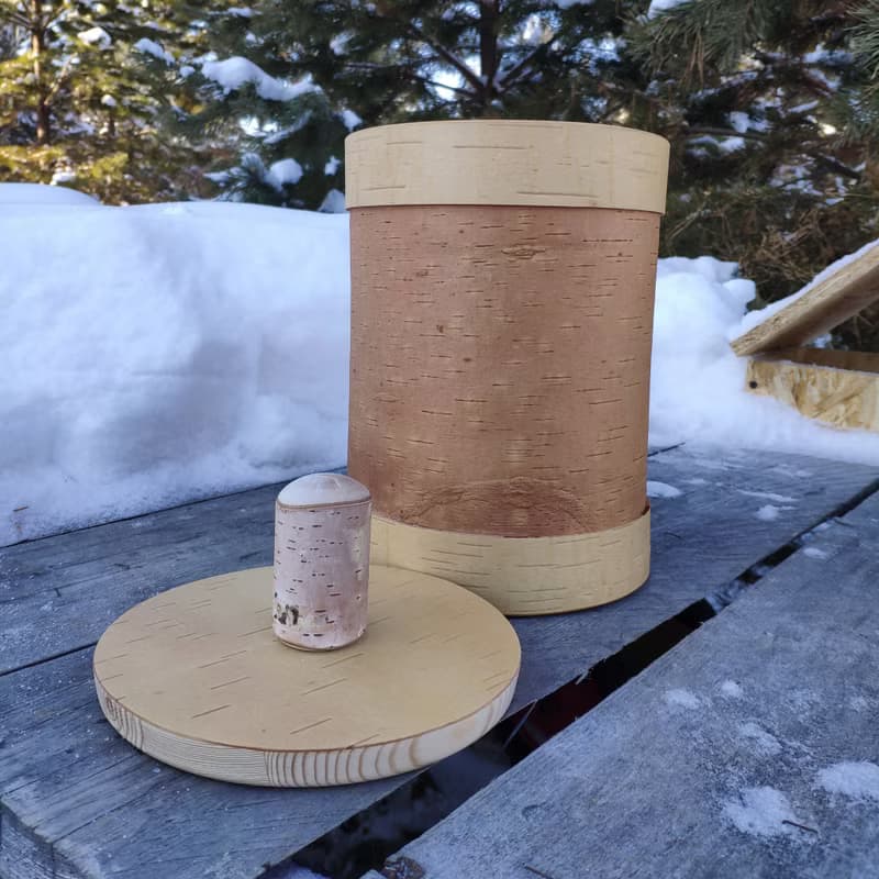 Big birch bark box, birch bark canister, tea box