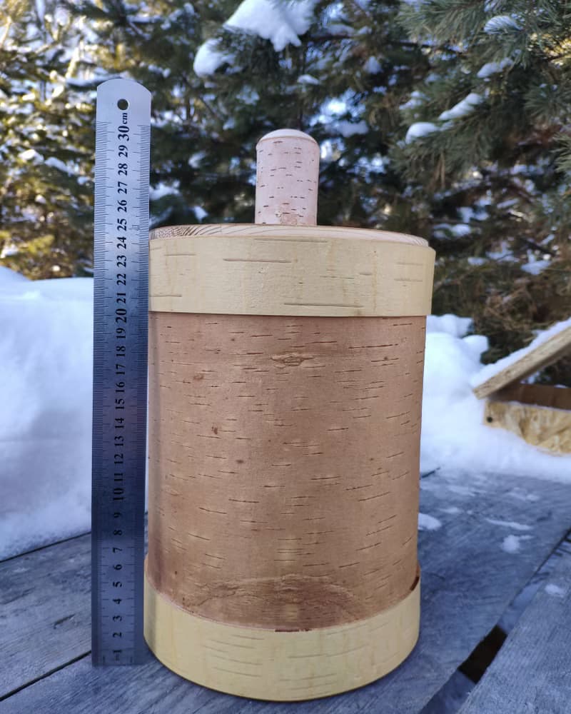 Big birch bark box, birch bark canister, tea box