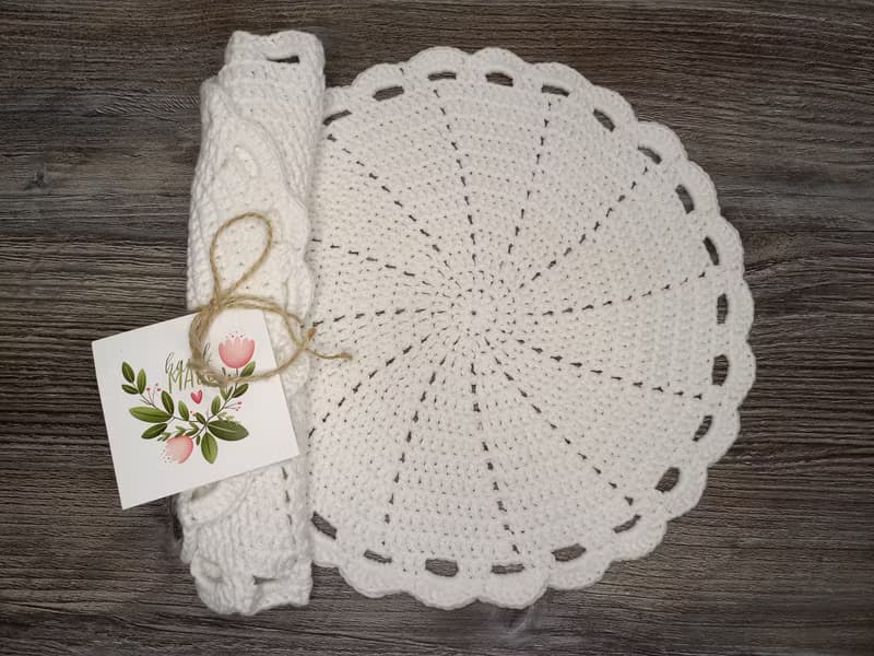 Set of 4 crochet PLACEMAT Crochet doily Knitted coaster Napkin Table decoration