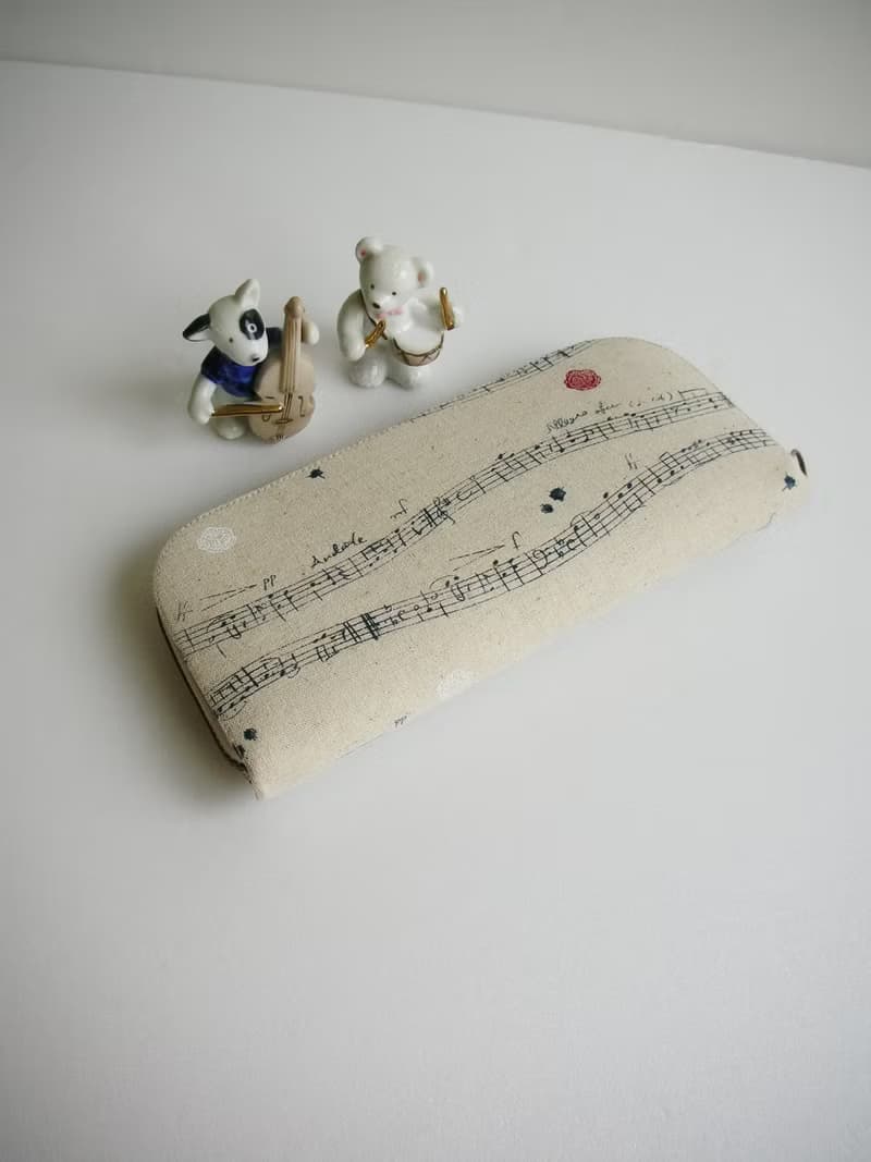 樂譜棉麻【藍色字譜/可可字譜】-長夾/皮夾/零錢包