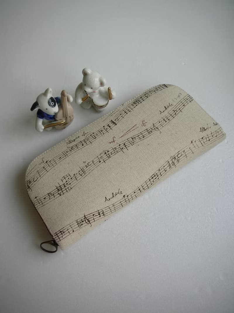 樂譜棉麻【藍色字譜/可可字譜】-長夾/皮夾/零錢包