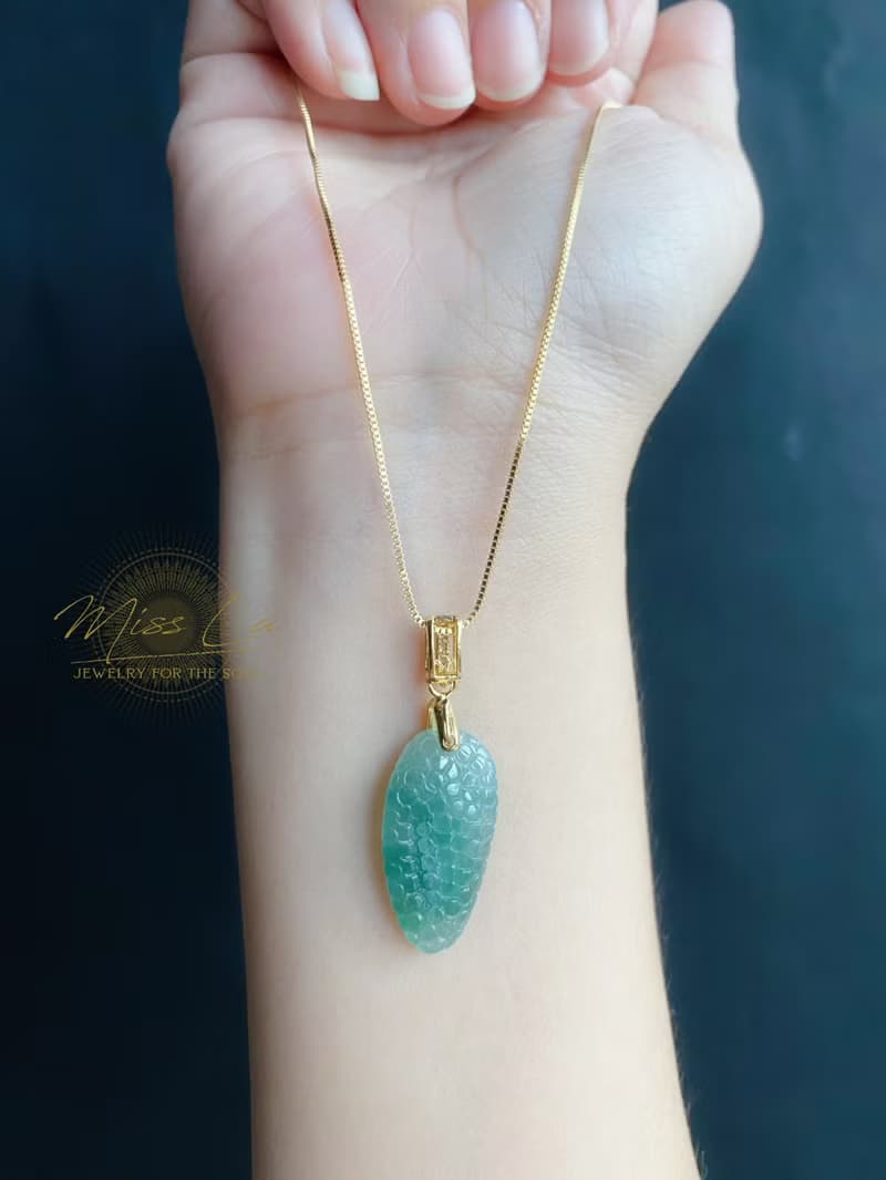 富足 天然緬甸玉翡翠 飄蘭花 葡萄 項鍊 禮物 長輩禮 生日禮物