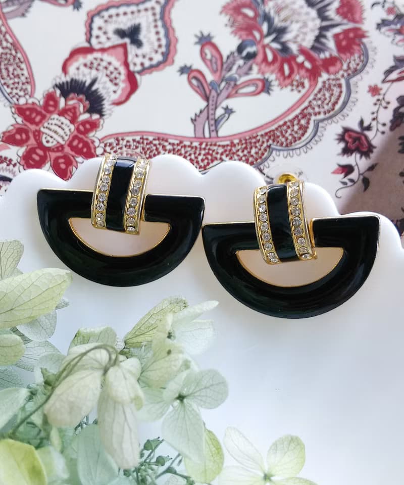 Vintage Jewelry 西洋古董飾品 ART DECO 氣質 半環 針式耳環