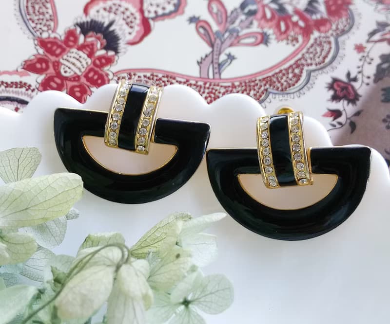 Vintage Jewelry 西洋古董飾品 ART DECO 氣質 半環 針式耳環