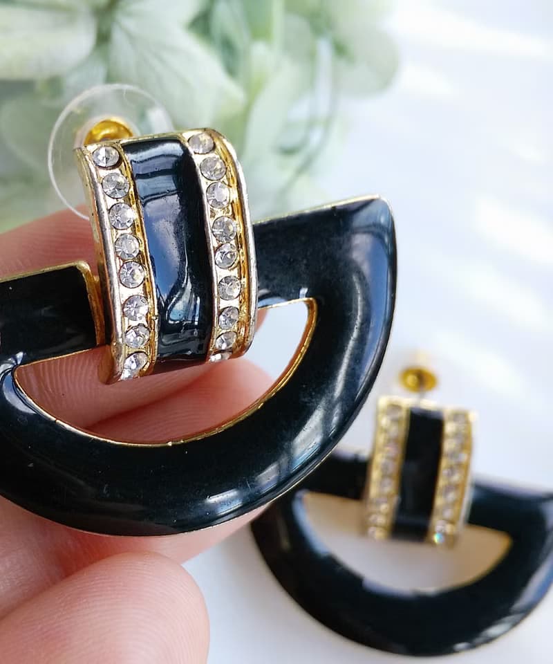 Vintage Jewelry 西洋古董飾品 ART DECO 氣質 半環 針式耳環