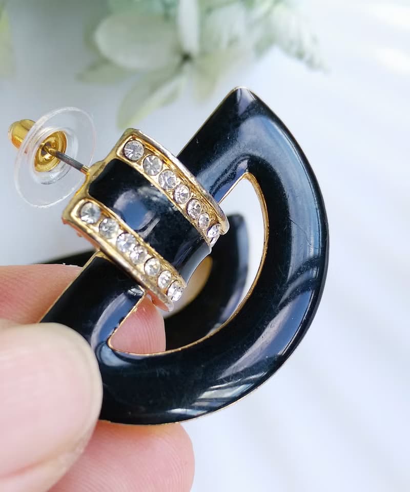 Vintage Jewelry 西洋古董飾品 ART DECO 氣質 半環 針式耳環