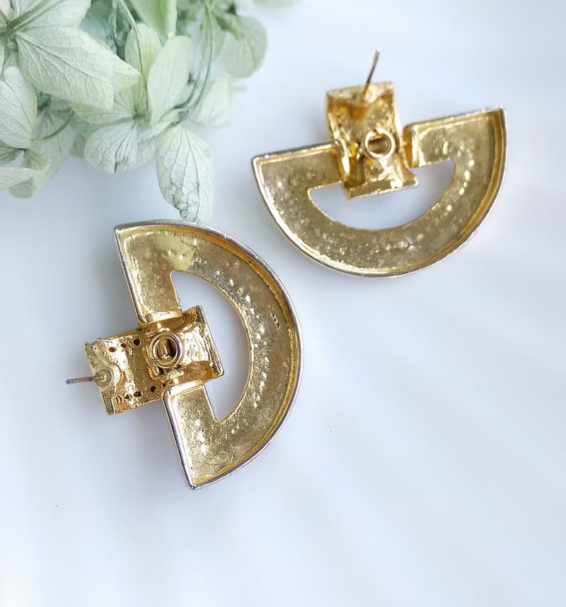 Vintage Jewelry 西洋古董飾品 ART DECO 氣質 半環 針式耳環
